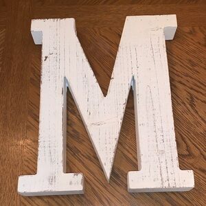 Hobby Lobby Distressed Farmhouse White Wooden Letter 'M' Decor Wall Hanging